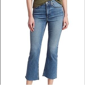 Rag & Bone Nina High-Rise Ankle Flare Jeans in Clean Marie, Size 24